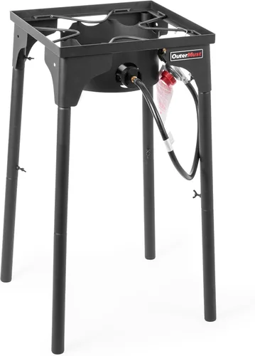 Miniatura 10 de OuterMust Quemador de propano para estufa de gas con regulador y agujeros trenzados de hierro fundido (individual) para cocinar al aire libre