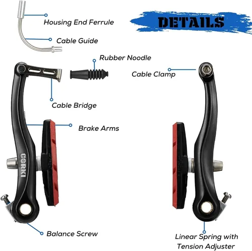 Miniatura 3 de Corki Cycles Linear Mountain Bike V-Brake Set delantero y trasero 2 pares - Pastillas de freno de 2.756 in