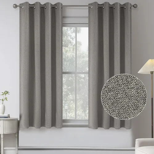 Miniatura 34 de KEQIAOSUOCAI Cortinas de lino 100% opacas de 100 pulgadas de largo, 2 paneles para dormitorio, estilo casa de campo moderna, completamente negro