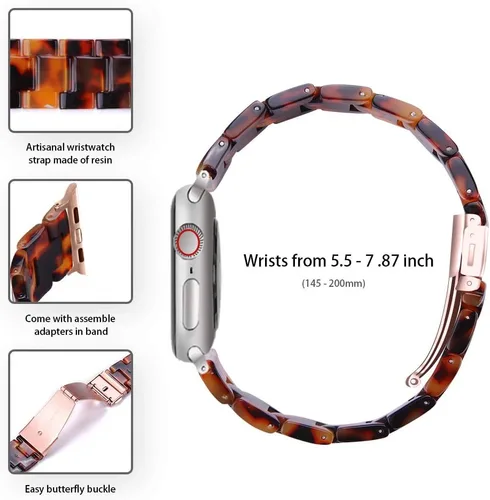 Miniatura 4 de Correas de resina compatibles con Apple Watch de 1.496 in 1.575 in 1.614 in 1.654 in 1.732 in 1.772 in, Barcelet de resina ligera con hebilla