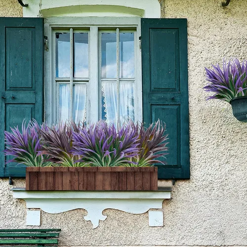 Miniatura 5 de 8 piezas de plantas falsas para exteriores, resistentes a los rayos UV, plantas de césped alto artificiales, flores tropicales, arbustos, decoración