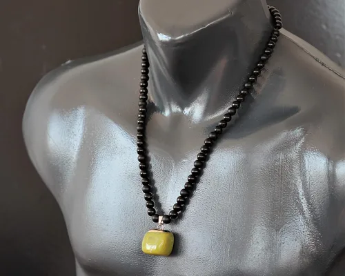 Miniatura 66 de Colgante de turmalina cruda natural, Collar de cuentas de ónix negro genuino, Collar de piedra negra, Collar de piedras preciosas, Cuentas de 0.315