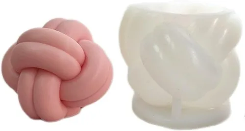 Miniatura 5 de Molde de vela de nudo torcido de bola redonda, moldes de silicona de hilo curvado para resina de cera, velas geométricas hechas a mano