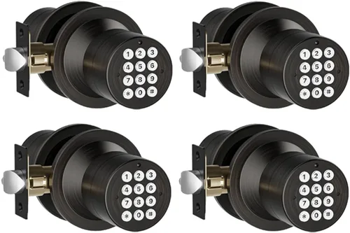 Miniatura 14 de Cerradura de entrada sin llave con código, pomo de puerta digital con teclado para dormitorio, puerta principal, garaje, hogar, apartamento, bronce