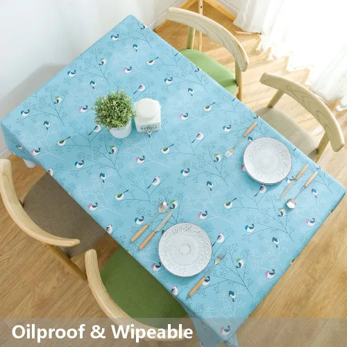 Miniatura 5 de JZY - Mantel de vinil resistente para mesa de cocina o comedor - Mantel de PVC lavable para mesa rectangular Aves-2