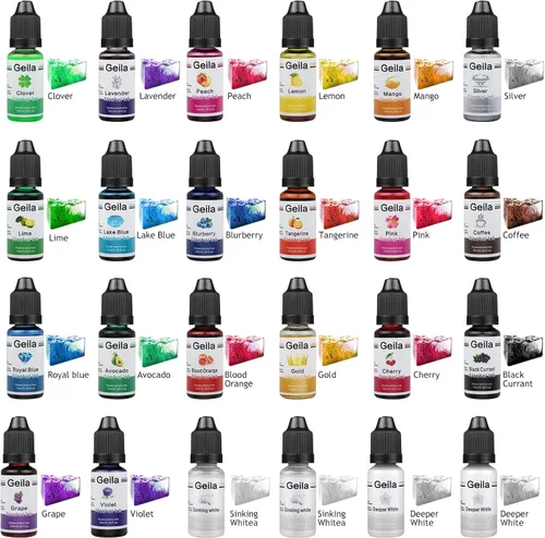 Miniatura 2 de Geila Juego de tintas de alcohol de 24 colores – Tintas de alcohol de alta concentración para resina, tinte vibrante de resina epoxi para placa