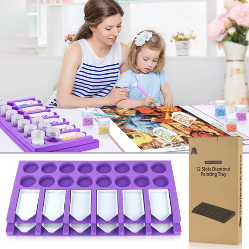Bandeja organizadora de accesorios de pintura de diamantes, contenedores de almacenamiento de clasificación de cuentas de pintura artística, kits de