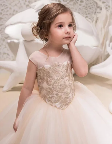 Miniatura 3 de Vestidos de tul para niñas de flores, vestido de fiesta de boda con nudo de lazo
