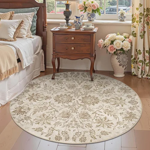Miniatura 410 de jinchan Lima - Alfombra simétrica floral geométrica lavable, alfombra de entrada de medio círculo de 2 x 3, alfombra de media luna, suave y Azul
