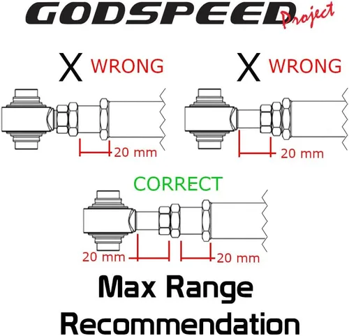 Miniatura 3 de Godspeed AK-127-C Brazos traseros curvados ajustables con rodamientos esféricos Juego de 2, compatible con Mazda 3(BK/BL) 2004-13