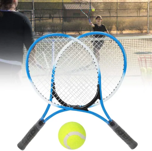 Miniatura 7 de 1 par de raquetas de tenis para jóvenes, raqueta de práctica para principiantes de 21 pulgadas, juego de raqueta de tenis con pelotas y bolsa