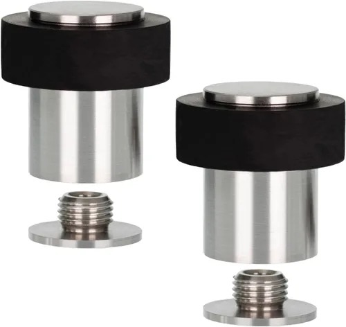 Miniatura 14 de Paquete de 2 topes de puerta EVI Tope de puerta de acero inoxidable – Cierre de tornillo – Protector de goma blanca – Tope de puerta de 0.79 x
