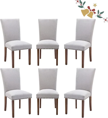 Miniatura 18 de Juego de 2 sillas de comedor Parsons, sillas tapizadas con cabeza de clavo para comedor y cocina con cojines gruesos y patas de madera, verde