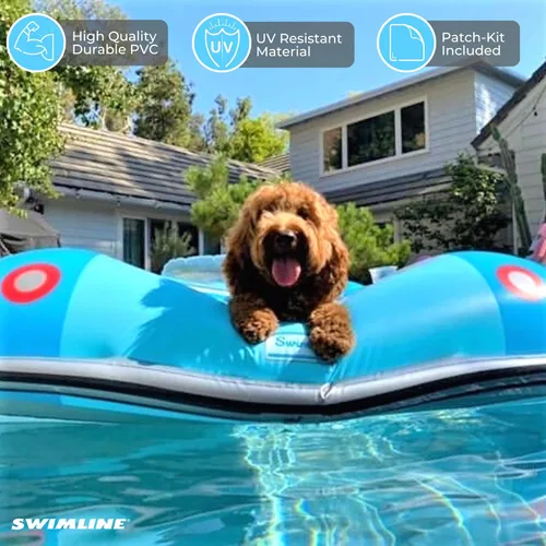 Miniatura 8 de SWIMLINE Colchón Flotante Inflable para Piscina Tumbona Balsa, Colchoneta Divertida, Convertible Clásico, Azul Coche convertible clásico