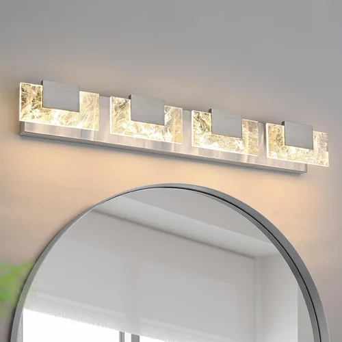 Miniatura 17 de Luz LED para Tocador de Baño: Accesorios de Iluminación Modernos de Acrílico en Dorado Cepillado de 16 pulgadas - 2 Luces Contemporáneas de Acabado