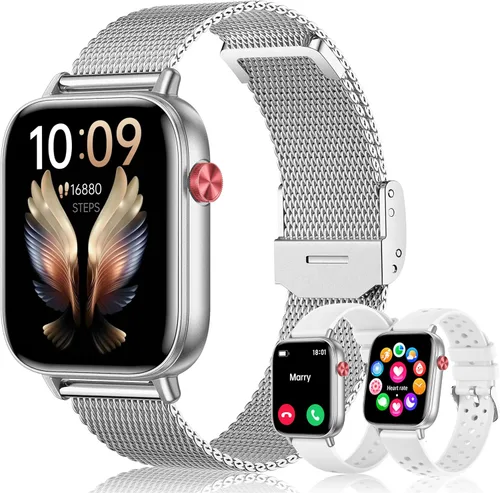 Miniatura 10 de Reloj inteligente para hombres y mujeres (respuesta/hacer llamadas) 1.83 pulgadas HD 3 bandas reloj inteligente compatible con teléfonos Android
