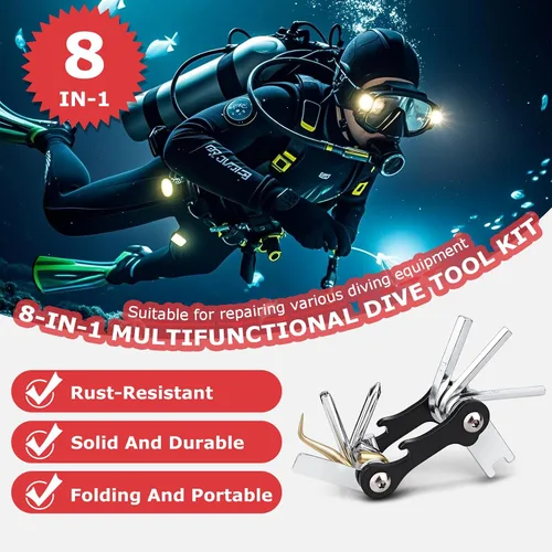 Miniatura 2 de Juego de herramientas de buceo de acero inoxidable 8 en 1 para reparación y ajuste de engranajes de buceo