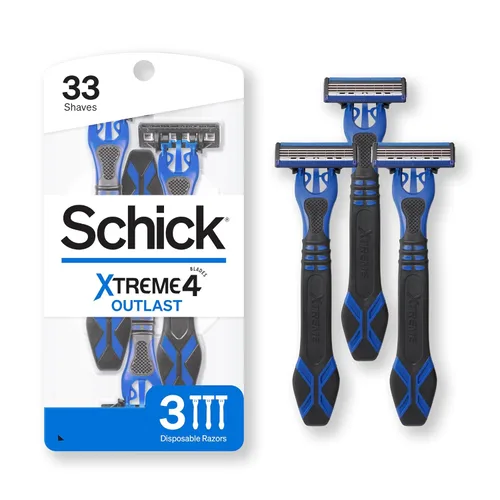 Schick Xtreme 4 Outlast Razor - Maquinillas de afeitar desechables para hombres, 3 unidades