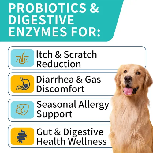 Miniatura 2 de Probióticos para perros, mejoran la picazón en la piel en los oídos, la salud intestinal, el equilibrio de levaduras, las alergias, la inmunidad