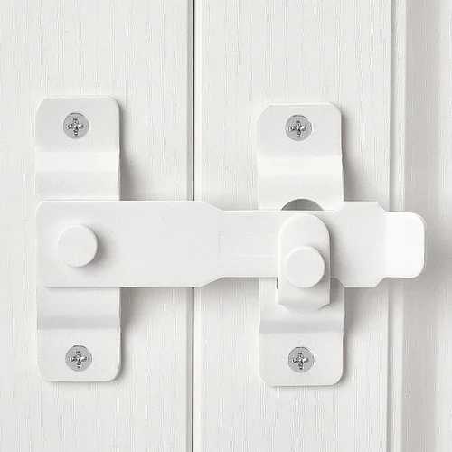 Miniatura 5 de INIRET Paquete de 2 pestillos para puerta de granero, 4.33 x 3.23 pulgadas, acero inoxidable blanco mate, cerraduras de puerta abatible, cerradura