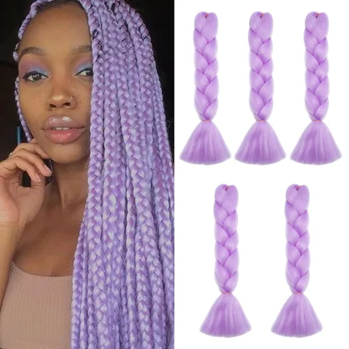 Miniatura 162 de Benehair Extensiones de cabello trenzado ombré de 24 pulgadas, 1 paquete de extensiones de cabello trenzado jumbo de alta temperatura, cabello