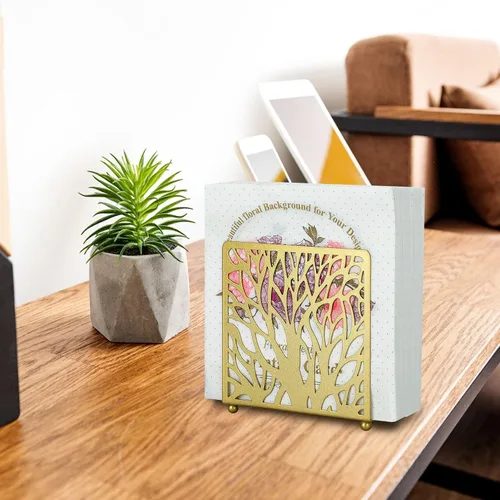 Miniatura 7 de Servilletero para mesa, soporte de servilletas de papel de metal dorado para facturas de correo de papel, adecuado para el hogar, restaurante