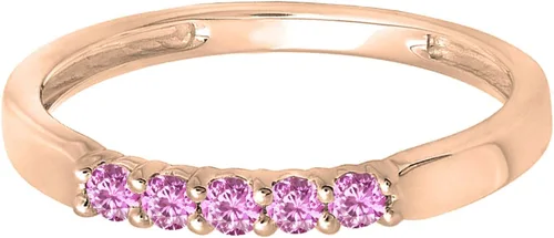Miniatura 117 de Dazzlingrock Collection Anillo de boda redondo de 5 piedras preciosas o diamantes para mujer en oro macizo de 10 K/14 K/18 K