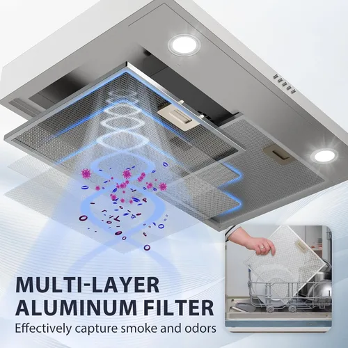 Miniatura 3 de Campana extractora de 30 pulgadas para debajo del gabinete, campana extractora de cocina convertible con conductos/sin conductos, ventilador