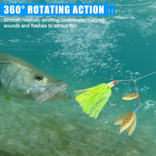 Miniatura 3 de Señuelos de pesca Spinnerbaits, 6/12 piezas de señuelos de pesca de lubina, cebos giratorios sin hierbas, señuelos para lubos, cebos de lucio, pesca