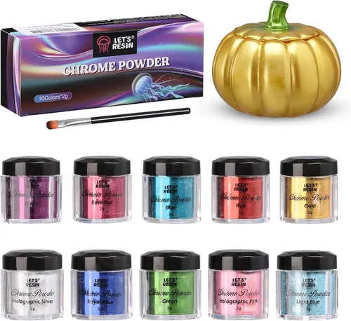 LET'S RESIN Polvo cromado, 10 colores metálicos efecto espejo cromado polvo para uñas, pigmento holográfico para resina epoxi, slime, manualidades,