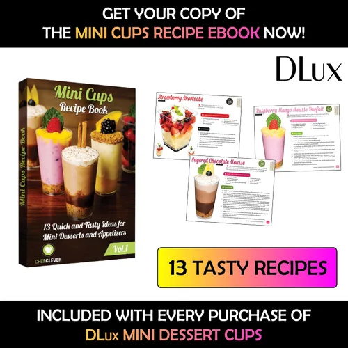 Miniatura 3 de DLux 100 x 2oz Tazas Cuadradas Mini de Postre con Cucharas y Tapas, Taza de Plástico Transparente para Aperitivos Parfait - Pequeño Cuenco