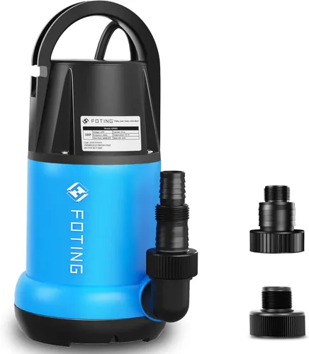 FOTING Bomba de sumidero 1HP Bomba de agua sumergible limpia/sucia, 4600 GPH, bomba de agua termoplástica eléctrica de transferencia portátil para
