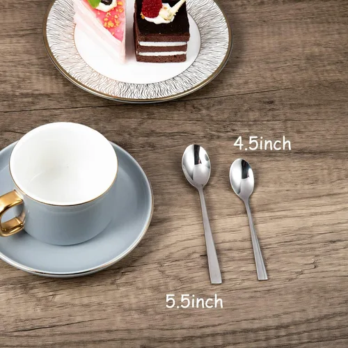 Miniatura 2 de IMEEA Cucharas de café y té de 5.5 pulgadas, cucharas pequeñas de postre de acero inoxidable SUS304 para café, té y helado, juego de 6