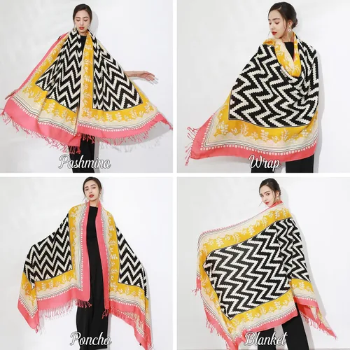 Miniatura 238 de DANA XU Manta de pashmina extragrande 100% de lana merina, bufanda de viaje, bufanda de cachemira para mujer, otoño e invierno, chal de gran