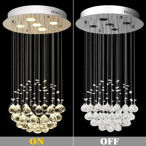 Miniatura 6 de Tangkula Moderno candelabro de cristal K9, lámpara de techo LED de montaje empotrado para sala de estar, comedor y dormitorio, 5 luces GU10