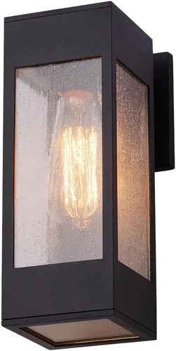 Cerdeco Lámpara de pared para exteriores de 10.75 pulgadas, moderno aplique de pared para exteriores, aplique de aluminio negro para porche,