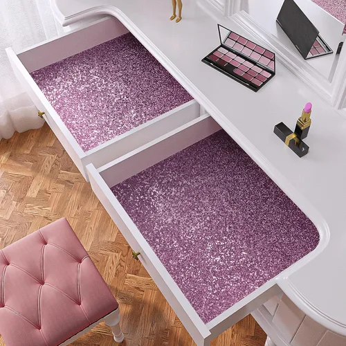 Miniatura 3 de VaryPaper Papel tapiz rosa claro con purpurina gruesa de 15.7 x 78.7 pulgadas, papel de contacto con purpurina rosa para paredes, papel de pared