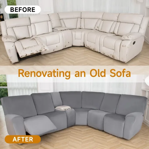 Miniatura 7 de HDCAXKJ Fundas para sofá modular reclinable, de terciopelo en forma de L, lavable, elástica, suave, con parte inferior elástica antideslizante