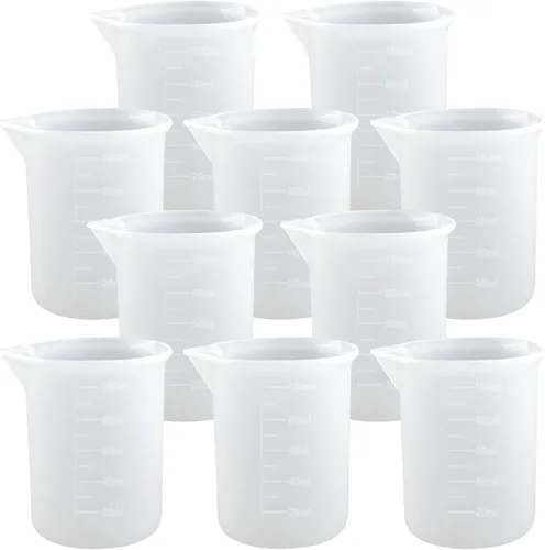 10 tazas medidoras de silicona de 3.4 fl oz para resina antiadherentes, herramientas de pegamento, tazas de tonificación de escala precisa para