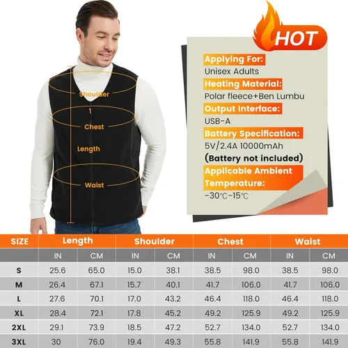 Miniatura 3 de ISOPHO Heated Vest for Men and Women, USB Charging Vest Heating for 8 Hours, Electric Heated Jacket