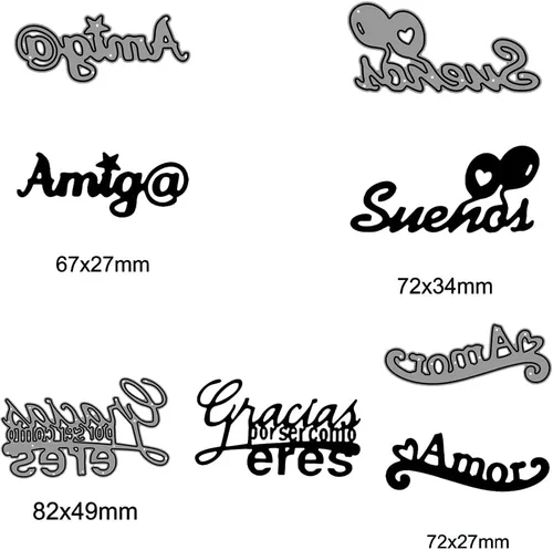 Miniatura 2 de Paquete de 4 troqueles españoles para hacer tarjetas, alfabetos, palabras, troqueles de corte de metal, para manualidades, álbumes de recortes
