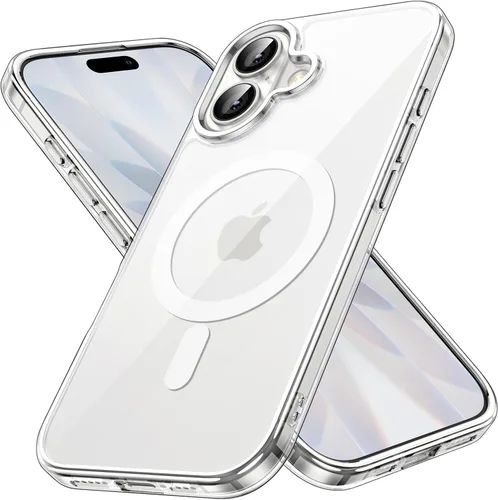 JETech Funda magnética para iPhone 17 de 6.3 pulgadas, compatible con MagSafe, protector de teléfono a prueba de golpes, parte trasera transparente