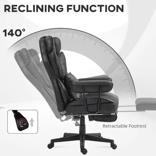 Miniatura 6 de HOMCOM Silla de oficina ejecutiva de masaje con 6 puntos de vibración, silla de oficina grande y alta con calefacción de 400 libras con reposapiés