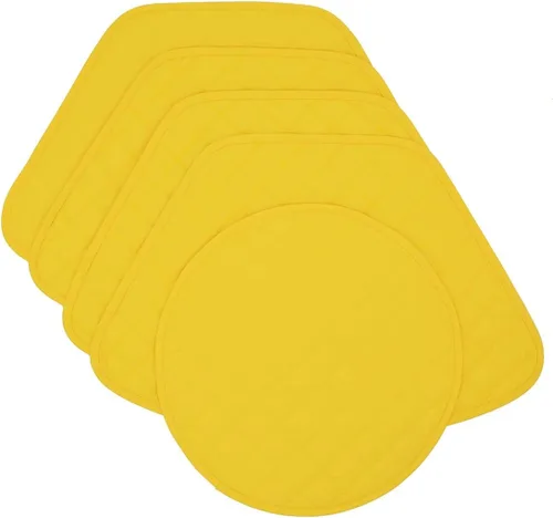 Miniatura 5 de Juego de dos manteles individuales redondos acolchados de color amarillo brillante sólido