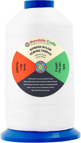 Miniatura 277 de Mandala Crafts - Hilo de nailon para coser cuero, tapicería, mezclilla y para trenzar el pelo; resistente, 1500 yardas, tamaño 69 T70 Marrón