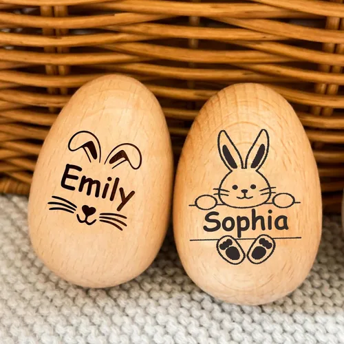 Miniatura 9 de Huevos de Pascua de madera personalizados con nombre para niños, rellenos de cesta grabados personalizados, regalos de Pascua cristianos para niños