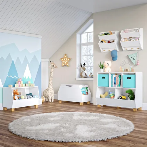 Miniatura 3 de RiverRidge Caja de juguetes de colección Catch-All para niños con estantes laterales para libros, organizador de almacenamiento de juguetes seguro