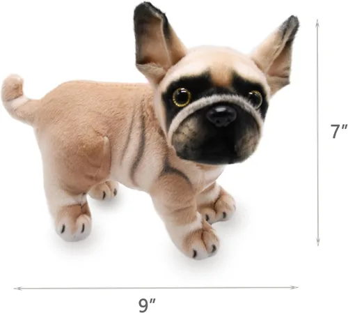 Miniatura 6 de BABOLI Perro Frenchie de peluche realista, muñeco de bulldog francés súper realista, cachorro de peluche, juguete gracioso para niños, regalo