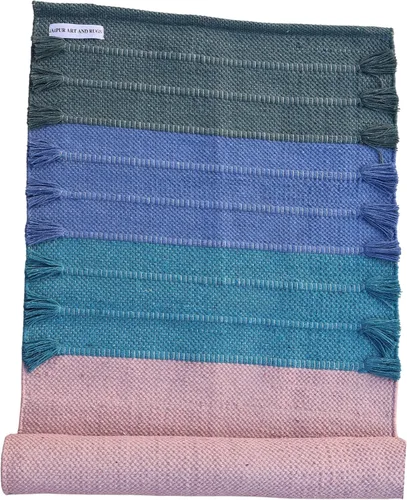 Miniatura 6 de Jaipur art & Rugs Estera de yoga de algodón - Alfombra tejida a mano ecológica - Antideslizante y gruesa (61x183x5mm) para fitness diario en casa