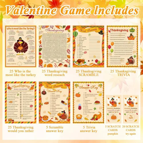 Miniatura 2 de Harloon Juego de 172 piezas de juegos de Acción de Gracias con lápices para familia y adultos, pavo, otoño, calabaza, búsqueda de palabras, juego